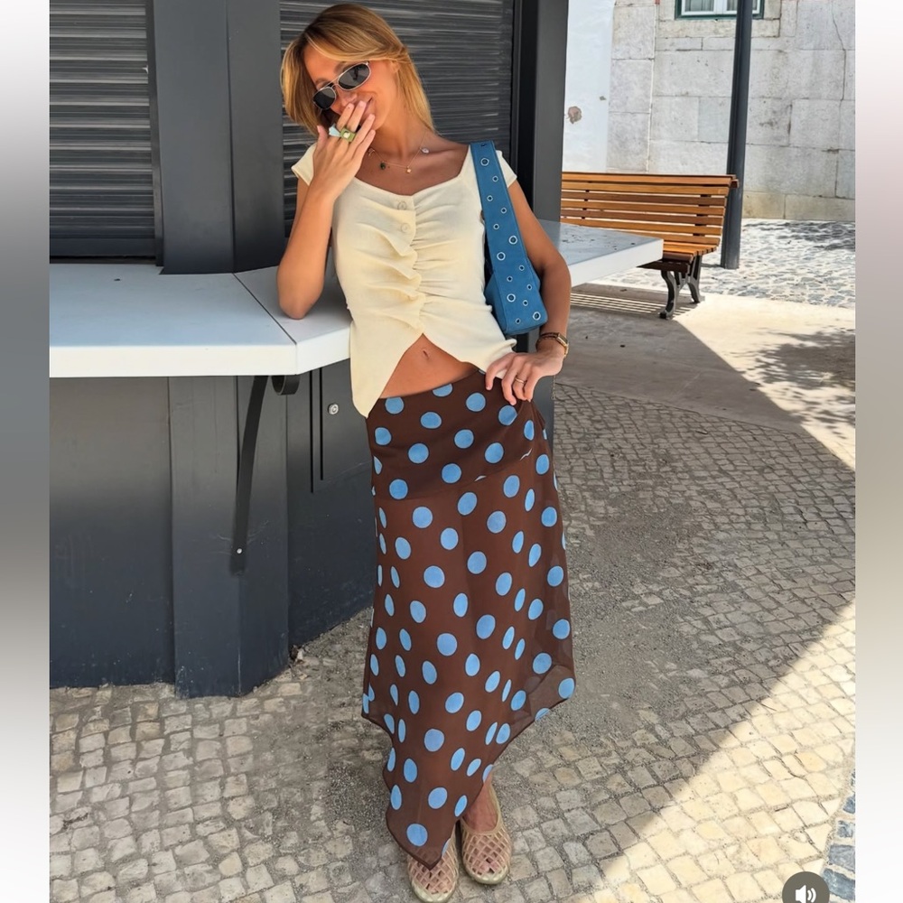 Zara POLKA DOT ASYMMETRIC SKIRT
